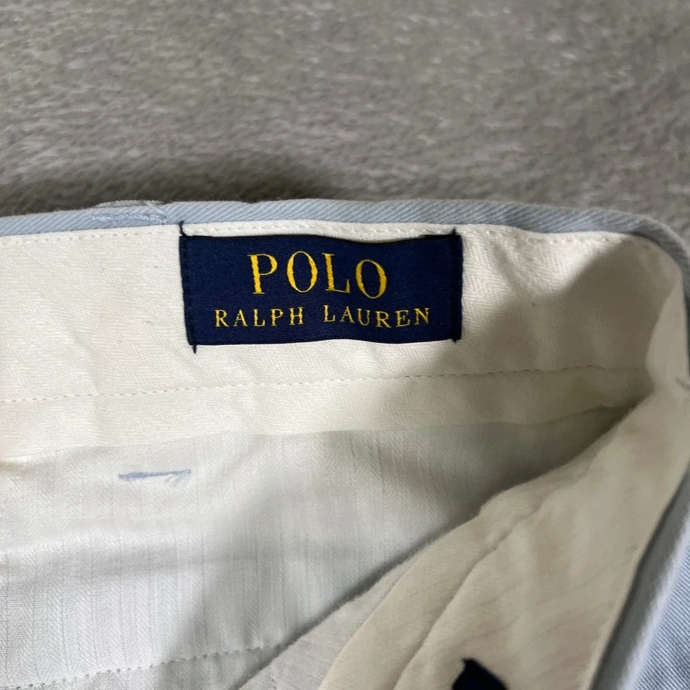 Polo Ralph Lauren Chino Pant Mens 34x39 Light Blue Classic Fit Flat Front Preppy